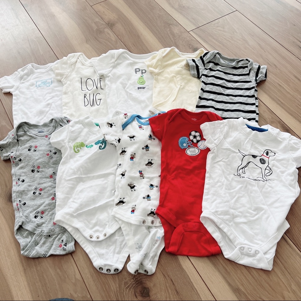 EUC Bundle of 10 3-6mo onesies (boys)